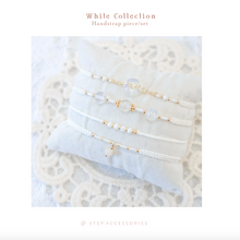 將圖片載入圖庫檢視器 White Hand strap set / piece with Natural stone and glass beads < 4 styles >