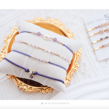將圖片載入圖庫檢視器 Lavender Hand strap set / piece with Natural stone and glass beads < 4 styles >