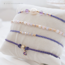 將圖片載入圖庫檢視器 Lavender Hand strap set / piece with Natural stone and glass beads < 4 styles >