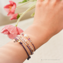 將圖片載入圖庫檢視器 Lavender Hand strap set / piece with Natural stone and glass beads < 4 styles >