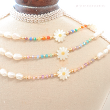 將圖片載入圖庫檢視器 Shell Flower Choker with Freshwater Pearls and Glass Beads <3 colors>