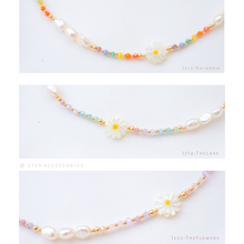 將圖片載入圖庫檢視器 Shell Flower Choker with Freshwater Pearls and Glass Beads <3 colors>