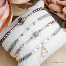 將圖片載入圖庫檢視器 Gray Hand strap set / piece with Natural stone and glass beads < 4 styles >