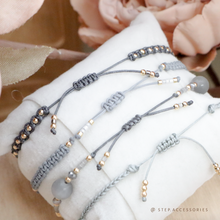 將圖片載入圖庫檢視器 Gray Hand strap set / piece with Natural stone and glass beads < 4 styles >