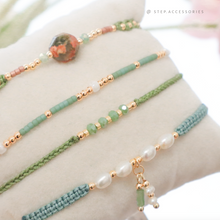 將圖片載入圖庫檢視器 Matcha Hand strap set / piece with Natural stone and glass beads < 4 styles >