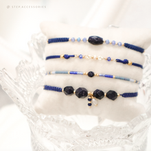 將圖片載入圖庫檢視器 Navy Hand strap set / piece with Natural stone and glass beads < 4 styles >