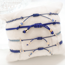 將圖片載入圖庫檢視器 Navy Hand strap set / piece with Natural stone and glass beads < 4 styles >