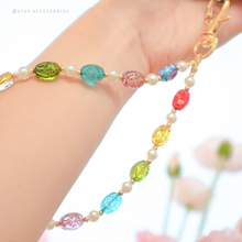 將圖片載入圖庫檢視器 Short Rainbow Phone strap with glass beads and Resin beads <2 styles>