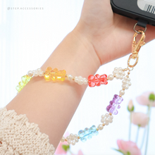 將圖片載入圖庫檢視器 Short Rainbow Phone strap with glass beads and Resin beads <2 styles>
