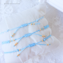 將圖片載入圖庫檢視器 H757 海藍寶 Blue Hand strap set / piece with Square Natural stone and glass beads < 3 styles >