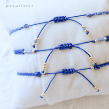 將圖片載入圖庫檢視器 H758 堇青石 Navy Hand strap set / piece with Square Natural stone and glass beads < 3 styles >