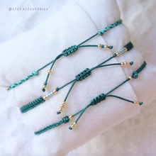 將圖片載入圖庫檢視器 H760 孔雀石 Green Hand strap set / piece with Square Natural stone and glass beads < 3 styles >