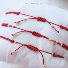將圖片載入圖庫檢視器 H753 石榴石 Red Hand strap set / piece with Square Natural stone and glass beads < 3 styles >