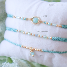 將圖片載入圖庫檢視器 H759 天河石 Mint Hand strap set / piece with Square Natural stone and glass beads < 3 styles >