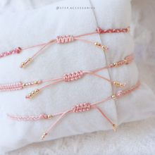 將圖片載入圖庫檢視器 H755 紛紅晶 Pink Hand strap set / piece with Square Natural stone and glass beads < 3 styles >