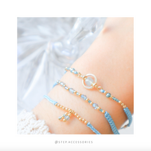將圖片載入圖庫檢視器 H757 海藍寶 Blue Hand strap set / piece with Square Natural stone and glass beads < 3 styles >