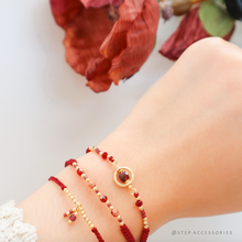 將圖片載入圖庫檢視器 H753 石榴石 Red Hand strap set / piece with Square Natural stone and glass beads < 3 styles >