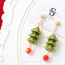將圖片載入圖庫檢視器 Czech glass beads christmas tree earrings with glass crystal gift <2 colors>