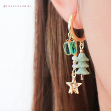 將圖片載入圖庫檢視器 Czech glass beads christmas tree with glass crystal gift earrings < 3 colors >