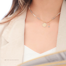 將圖片載入圖庫檢視器 J245 & J256 Sun and Moon Choker with Freshwater pearls and glass beads <2 colors>