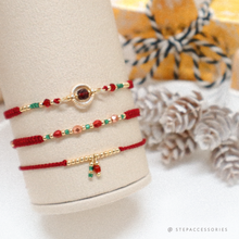 將圖片載入圖庫檢視器 Christmas Handstrap set/piece with Natural stone and glass beads <3 styles>