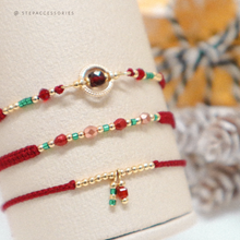 將圖片載入圖庫檢視器 Christmas Handstrap set/piece with Natural stone and glass beads <3 styles>