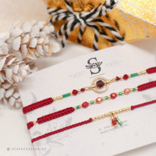 將圖片載入圖庫檢視器 Christmas Handstrap set/piece with Natural stone and glass beads <3 styles>