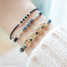 將圖片載入圖庫檢視器 東南西北 Sparrow bracelet with Natural stone <黑瑪瑙、黑曜石、赫磁石>