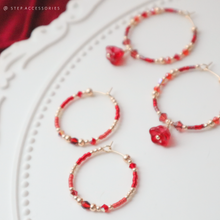 將圖片載入圖庫檢視器 D118-D119 New Year ear hoops with Czech glass beads & Japanese glass beads <2 styles>