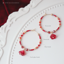 將圖片載入圖庫檢視器 D118-D119 New Year ear hoops with Czech glass beads & Japanese glass beads <2 styles>