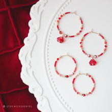 將圖片載入圖庫檢視器 D118-D119 New Year ear hoops with Czech glass beads & Japanese glass beads <2 styles>