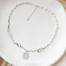 將圖片載入圖庫檢視器 J251,J252 Freshwater pearls Choker with 蛋白石 & 貝殻 <GOLD/SILVER>