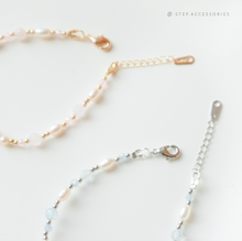 將圖片載入圖庫檢視器 Heart gold medal Bracelet with freshwater pearls and natural stone <2 colors>