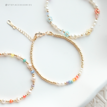 將圖片載入圖庫檢視器 Rainbow Bracelet with Freshwater pearls and glass beads <3 styles>