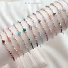 將圖片載入圖庫檢視器 Faceted Square Natural stone Hand strap with gold chain and glass beads <13 colors>