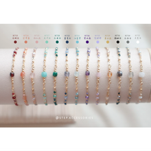 將圖片載入圖庫檢視器 Faceted Square Natural stone Hand strap with gold chain and glass beads <13 colors>