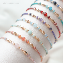 將圖片載入圖庫檢視器 4mm Natural stone Hand strap with Czech glass bwads and Japanese glass beads <12 colors>