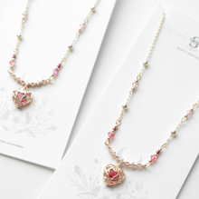 將圖片載入圖庫檢視器 3D Zircon Rose red Heart Necklace with Swarovski
