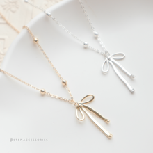 將圖片載入圖庫檢視器 Ribbon Necklace & Freshwater pearls choker piece / set <Gold / Silver>