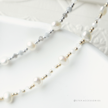 將圖片載入圖庫檢視器 Ribbon Necklace & Freshwater pearls choker piece / set <Gold / Silver>