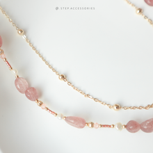 將圖片載入圖庫檢視器 Peace Buckle Choker with Natural stone and freshwater pearls <草莓晶>