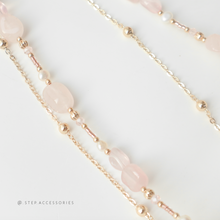 將圖片載入圖庫檢視器 Peace Buckle Choker with Natural stone and freshwater pearls <粉紅晶>