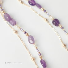 將圖片載入圖庫檢視器 Peace Buckle Choker with Natural stone and freshwater pearls <紫水晶>