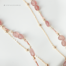 將圖片載入圖庫檢視器 Peace Buckle Choker with Natural stone and freshwater pearls <草莓晶>