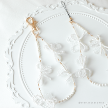 將圖片載入圖庫檢視器 Glass Pearls Ribbon Phonestrap with glass beads
