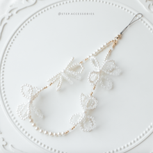 將圖片載入圖庫檢視器 Glass Pearls Ribbon Phonestrap with glass beads