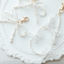 將圖片載入圖庫檢視器 Glass pearls Ribbon Keychain/Phonestrap accessories