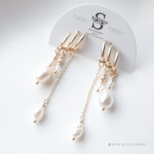 將圖片載入圖庫檢視器 3 Pendants Freshwater pearls earring with Swarovski <earrings/earclips>