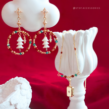 將圖片載入圖庫檢視器 Christmas Box Set with earrings, necklace and two pendants <3 items with Box and Bag>