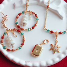 將圖片載入圖庫檢視器 Christmas Box Set with earrings, necklace and two pendants <3 items with Box and Bag>